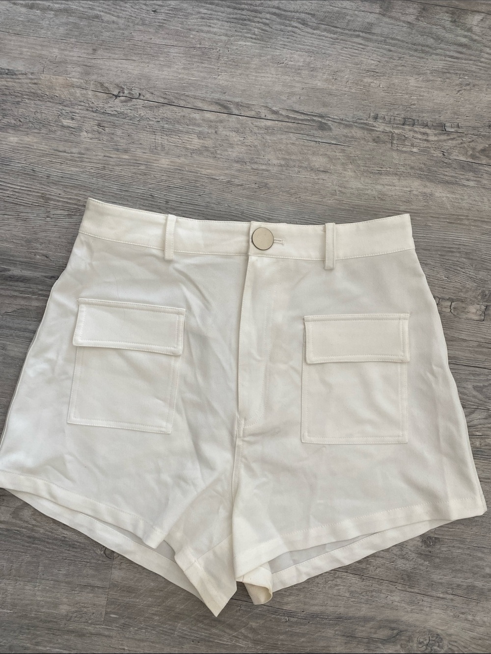 High-Rise Cream Utility Pocket Women’s Shorts